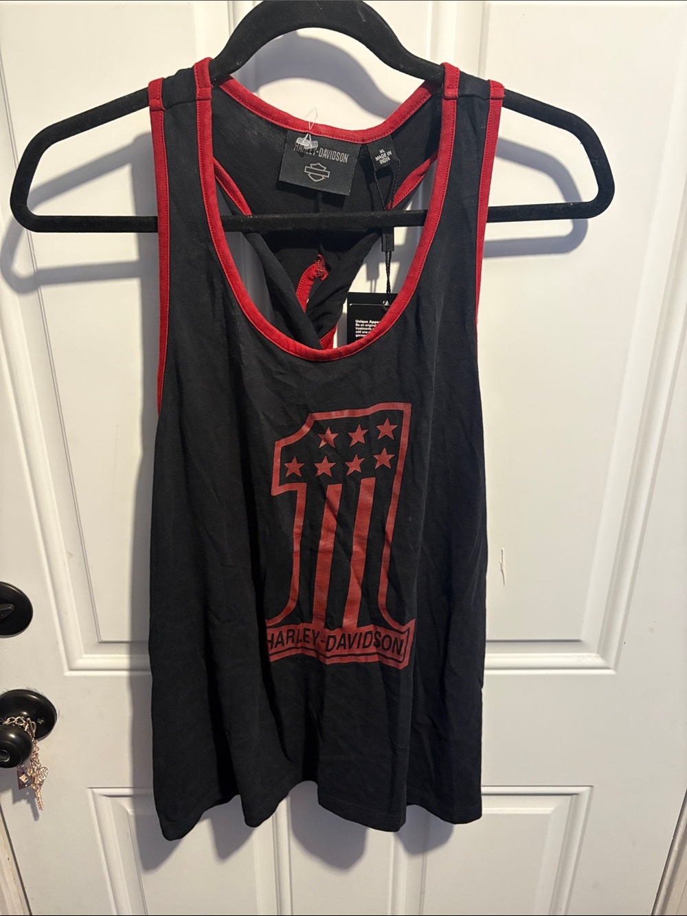 Harley-Davidson Black and Red Women's Tank Top